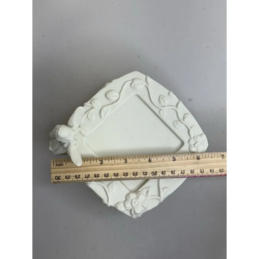 PartyLite Enchantment Fairy Square Pillar Candle Holder Bisque Porcelain Retired - Picture 9 of 9